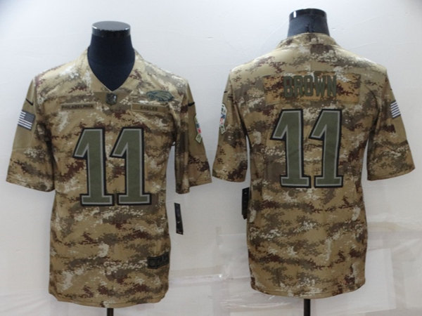Men's Philadelphia Eagles #11 A. J. Brown Camo Salute To Service Limited Stitched Jersey